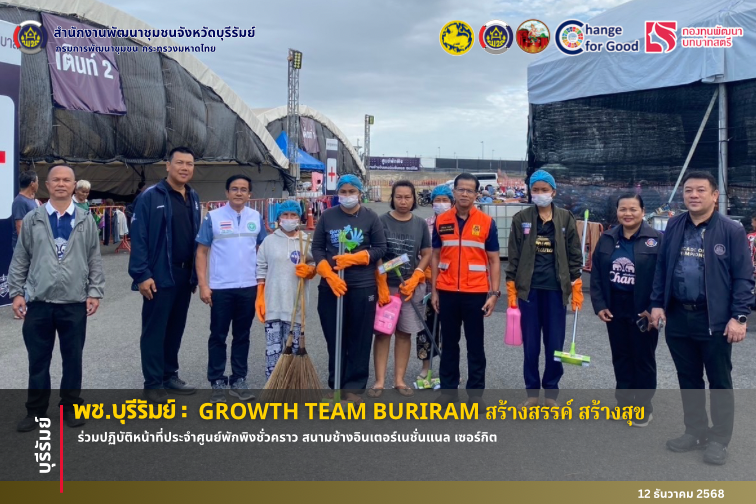 🔆พช.บุรีรัมย์🔆 GROWTH TEAM BURIRAM PLUS สร้างสรรค์ สร้างสุข :  ร่วมปฏิบัติหน้าที่ประจําศูนย์พักพิงชั่วคราว สนามช้างอินเตอร์เนชั่นแนล เซอร์กิต