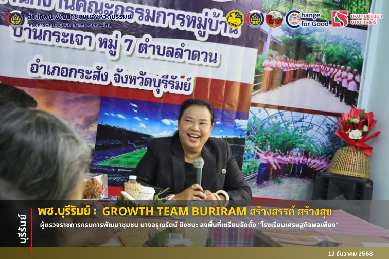 🔆พช.บุรีรัมย์🔆 GROWTH TEAM BURIRAM PLUS สร้างสรรค์ สร้างสุข : ผู้ตรวจราชการกรมการพัฒนาชุมชน นางอรุณรัตน์ ชิงชนะ ลงพื้นที่เตรียมจัดตั้ง "โรงเรียนเศรษฐกิจพอเพียง"