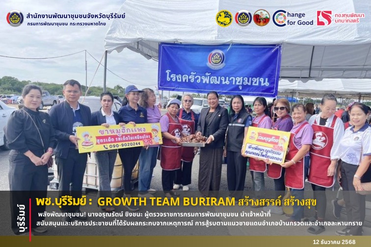 🔆พช.บุรีรัมย์🔆 GROWTH TEAM BURIRAM PLUS สร้างสรรค์ สร้างสุข : พลังพัฒนาชุมชน! นางอรุณรัตน์ ชิงชนะ ผู้ตรวจราชการกรมการพัฒนาชุมชน นำเจ้าหน้าที่ สนับสนุนและบริการประชาชนที่ได้รับผลกระทบจากเหตุการณ์ การสู้รบตามแนวชายแดนอำเภอบ้านกรวดและอำเภอละหานทราย