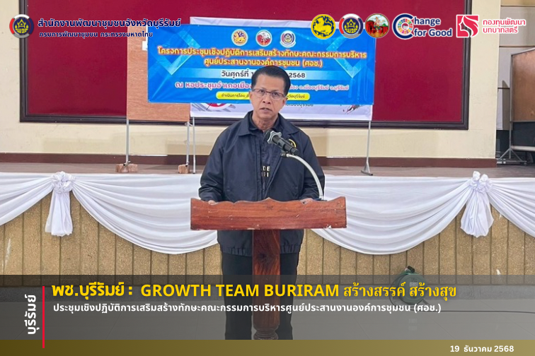 🔆พช.บุรีรัมย์🔆 GROWTH TEAM BURIRAM PLUS สร้างสรรค์ สร้างสุข : ประชุมเชิงปฏิบัติการเสริมสร้างทักษะคณะกรรมการบริหารศูนย์ประสานงานองค์การชุมชน (ศอช.)