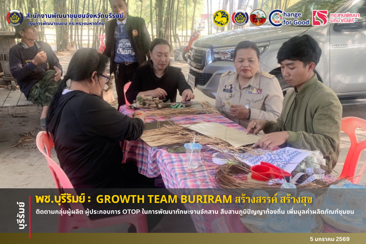 🔆พช.บุรีรัมย์🔆 GROWTH TEAM BURIRAM PLUS สร้างสรรค์ สร้างสุข : ติดตามกลุ่มผู้ผลิต ผู้ประกอบการ OTOP ในการพัฒนาทักษะงานจักสาน สืบสานภูมิปัญญาท้องถิ่น เพิ่มมูลค่าผลิตภัณฑ์ชุมชน