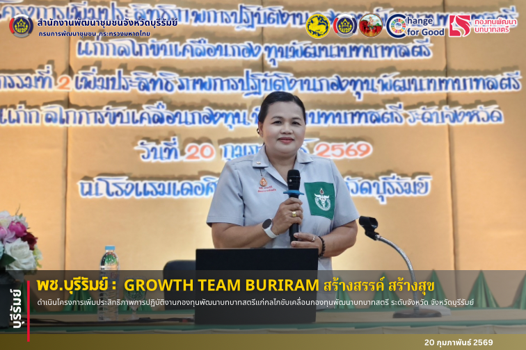 🔆พช.บุรีรัมย์🔆 GROWTH TEAM BURIRAM PLUS สร้างสรรค์ สร้างสุข : ดำเนินโครงการเพิ่มประสิทธิภาพการปฏิบัติงานกองทุนพัฒนาบทบาทสตรีแก่กลไกขับเคลื่อนกองทุนพัฒนาบทบาทสตรี ระดับจังหวัด จังหวัดบุรีรัมย์