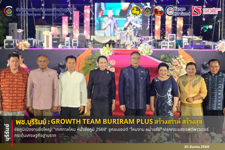 🔆พช.บุรีรัมย์🔆 GROWTH TEAM BURIRAM PLUS สร้างสรรค์ สร้างสุข : ชัยภูมิเปิดงานยิ่งใหญ่! “เทศกาลไหม หม่ำชัยภูมิ 2569” ชูคอนเซปต์ “ไหมงาม หม่ำแซ่บ” ปลุกกระแสซอฟต์พาวเวอร์ กระตุ้นเศรษฐกิจฐานราก