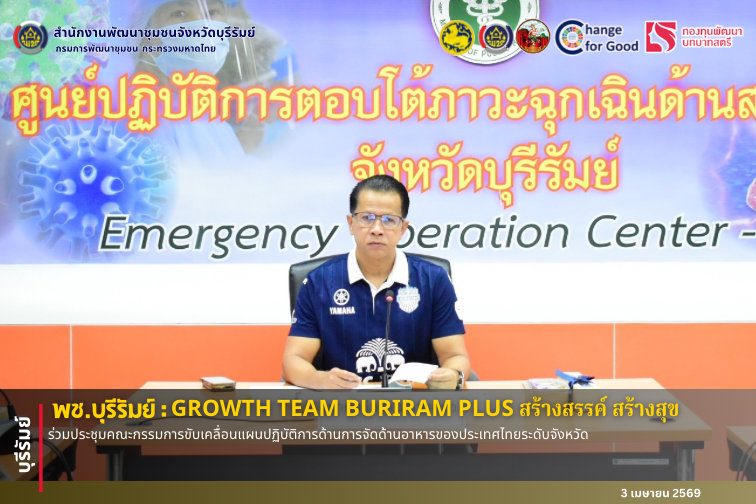 🔆พช.บุรีรัมย์🔆 GROWTH TEAM BURIRAM PLUS สร้างสรรค์ สร้างสุข : ร่วมประชุมคณะกรรมการขับเคลื่อนแผนปฏิบัติการด้านการจัดด้านอาหารของประเทศไทยระดับจังหวัด