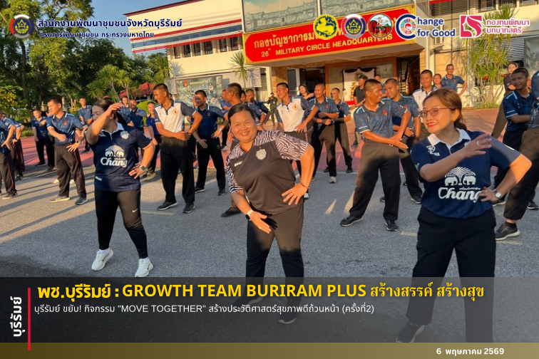 🔆พช.บุรีรัมย์🔆  GROWTH TEAM BURIRAM PLUS สร้างสรรค์ สร้างสุข : บุรีรัมย์ ขยับ! กิจกรรม "MOVE TOGETHER" สร้างประวัติศาสตร์สุขภาพดีถ้วนหน้า (ครั้งที่2)