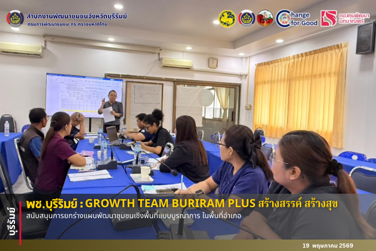 🔆พช.บุรีรัมย์🔆  GROWTH TEAM BURIRAM PLUS สร้างสรรค์ สร้างสุข : สนับสนุนการยกร่างแผนพัฒนาชุมชนเชิงพื้นที่แบบบูรณาการ ในพื้นที่อำเภอ