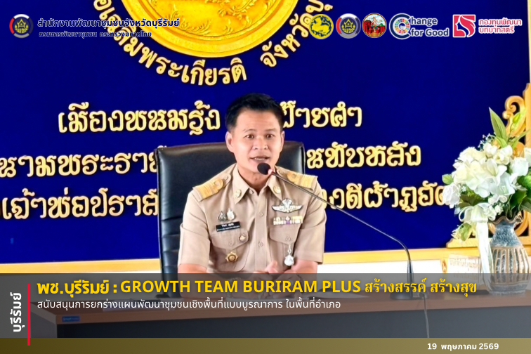 🔆พช.บุรีรัมย์🔆  GROWTH TEAM BURIRAM PLUS สร้างสรรค์ สร้างสุข : สนับสนุนการยกร่างแผนพัฒนาชุมชนเชิงพื้นที่แบบบูรณาการ ในพื้นที่อำเภอ