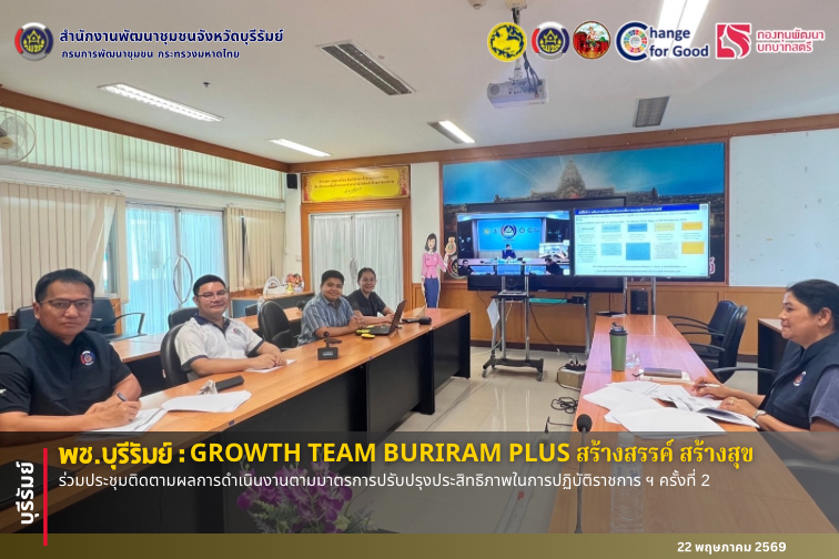 🔆พช.บุรีรัมย์🔆  GROWTH TEAM BURIRAM PLUS สร้างสรรค์ สร้างสุข :ร่วมประชุมติดตามผลการดำเนินงานตามมาตรการปรับปรุงประสิทธิภาพในการปฏิบัติราชการ ฯ ครั้งที่ 2