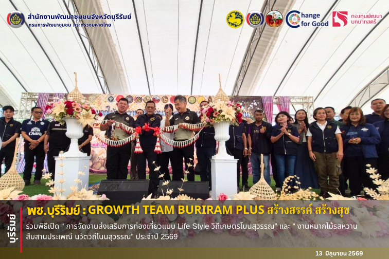 🔆พช.บุรีรัมย์🔆  GROWTH TEAM BURIRAM PLUS สร้างสรรค์ สร้างสุข : ร่วมพิธีเปิด “ การจัดงานส่งเสริมการท่องเที่ยวแบบ Life Style วิถีเกษตรโนนสุวรรณ” และ “ งานหมากไม้รสหวาน สืบสานประเพณี นวัตวิถีโนนสุวรรณ” ประจำปี 2569