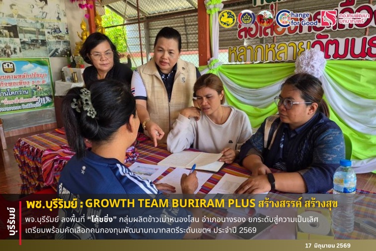 🔆พช.บุรีรัมย์🔆 GROWTH TEAM BURIRAM PLUS สร้างสรรค์ สร้างสุข : พจ.บุรีรัมย์ ลงพื้นที่ “โค้ชชิ่ง” กลุ่มผลิตข้าวเม่าหนองโสน อำเภอนางรอง ยกระดับสู่ความเป็นเลิศ เตรียมพร้อมคัดเลือกคนกองทุนพัฒนาบทบาทสตรีระดับเขตฯ ประจำปี 2569