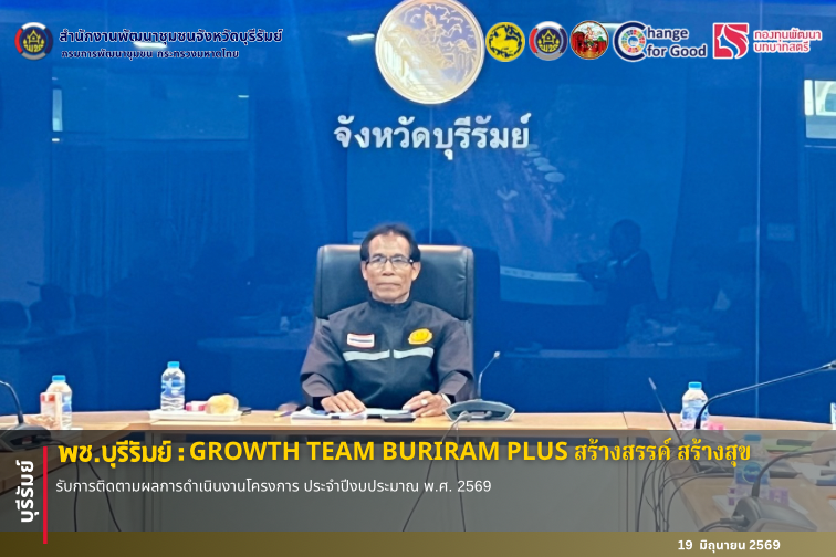 🔆พช.บุรีรัมย์🔆 GROWTH TEAM BURIRAM PLUS สร้างสรรค์ สร้างสุข : รับการติดตามผลการดำเนินงานโครงการ ประจำปีงบประมาณ พ.ศ. 2569