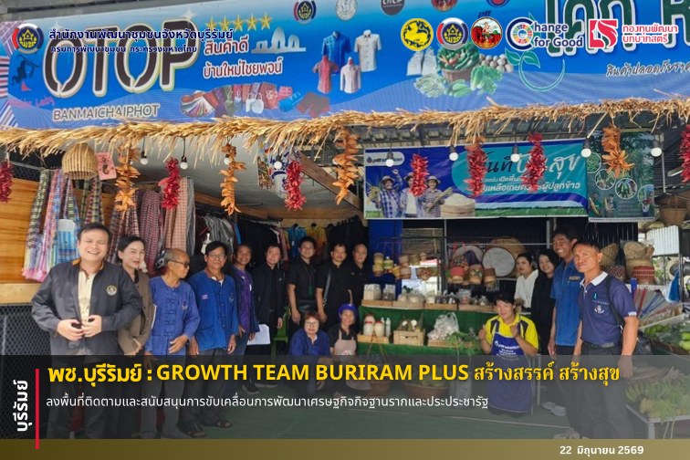 🔆พช.บุรีรัมย์🔆  GROWTH TEAM BURIRAM PLUS สร้างสรรค์ สร้างสุข : ลงพื้นที่ติดตามและสนับสนุนการขับเคลื่อนการพัฒนาเศรษฐกิจกิจฐานรากและประประชารัฐ