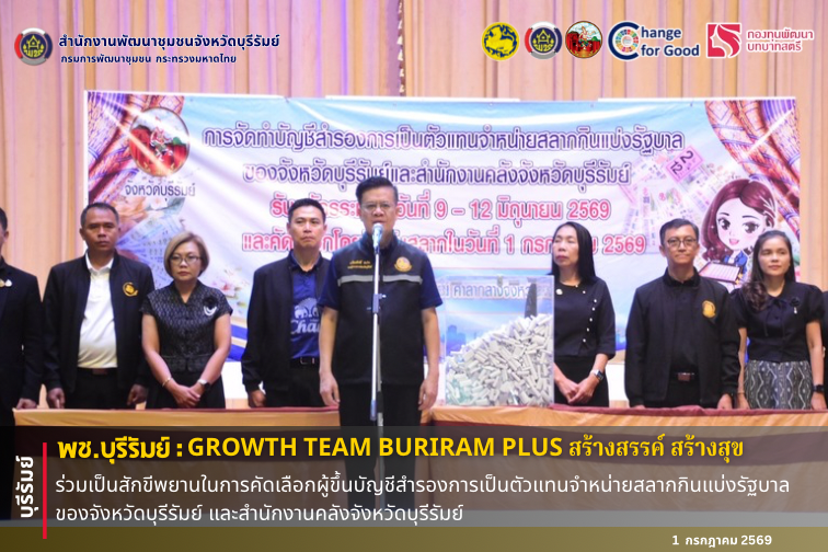 🔆 พช.บุรีรัมย์🔆 GROWTH TEAM BURIRAM PLUS สร้างสรรค์ สร้างสุข : ร่วมเป็นสักขีพยานในการคัดเลือกผู้ขึ้นบัญชีสำรองการเป็นตัวแทนจำหน่ายสลากกินแบ่งรัฐบาลของจังหวัดบุรีรัมย์ และสำนักงานคลังจังหวัดบุรีรัมย์