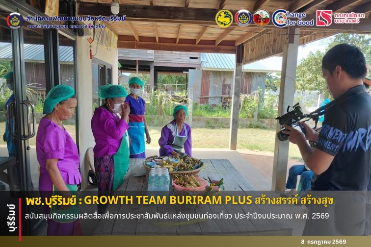 🔆 พช.บุรีรัมย์🔆 GROWTH TEAM BURIRAM PLUS สร้างสรรค์ สร้างสุข : สนับสนุนกิจกรรมผลิตสื่อเพื่อการประชาสัมพันธ์แหล่งชุมชนท่องเที่ยว ประจำปีงบประมาณ พ.ศ. 2569