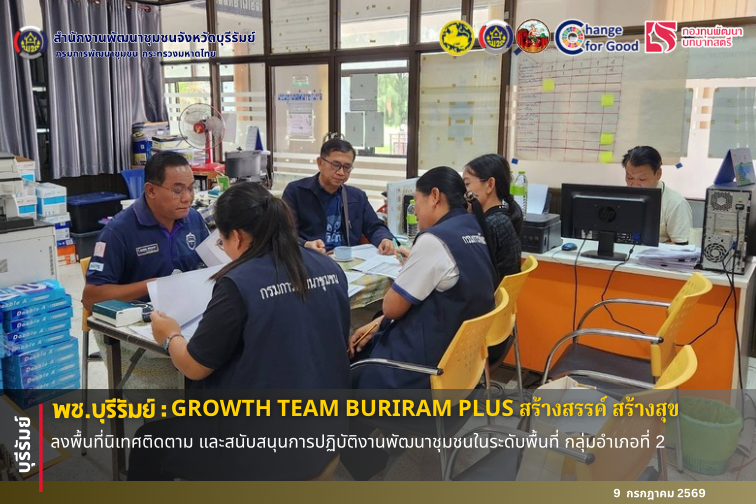 🔆พช.บุรีรัมย์🔆 GROWTH TEAM BURIRAM PLUS สร้างสรรค์ สร้างสุข : ลงพื้นที่นิเทศติดตาม และสนับสนุนการปฏิบัติงานพัฒนาชุมชนในระดับพื้นที่ กลุ่มอำเภอที่ 2