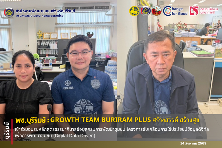 🔆พช.บุรีรัมย์🔆  GROWTH TEAM BURIRAM PLUS สร้างสรรค์ สร้างสุข : เข้าร่วมอบรมหลักสูตรธรรมาภิบาลข้อมูลกรมการพัฒนาชุมชน โครงการขับเคลื่อนการใช้ประโยชน์ข้อมูลดิจิทัลเพื่อการพัฒนาชุมชน (Digital Data Driven)