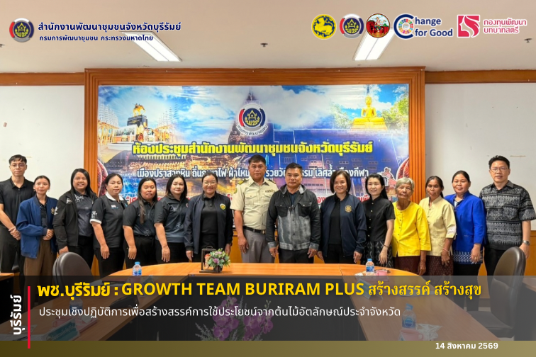 🔆 พช.บุรีรัมย์🔆 GROWTH TEAM BURIRAM PLUS สร้างสรรค์ สร้างสุข : ประชุมเชิงปฏิบัติการเพื่อสร้างสรรค์การใช้ประโยชน์จากต้นไม้อัตลักษณ์ประจำจังหวัด
