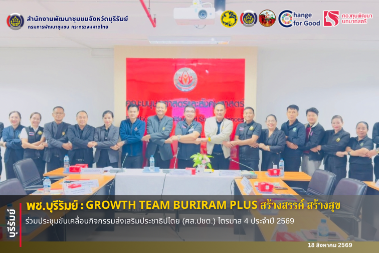 🔆พช.บุรีรัมย์🔆 GROWTH TEAM BURIRAM PLUS สร้างสรรค์ สร้างสุข : ร่วมประชุมขับเคลื่อนกิจกรรมส่งเสริมประชาธิปไตย (ศส.ปชต.) ไตรมาส 4 ประจำปี 2569
