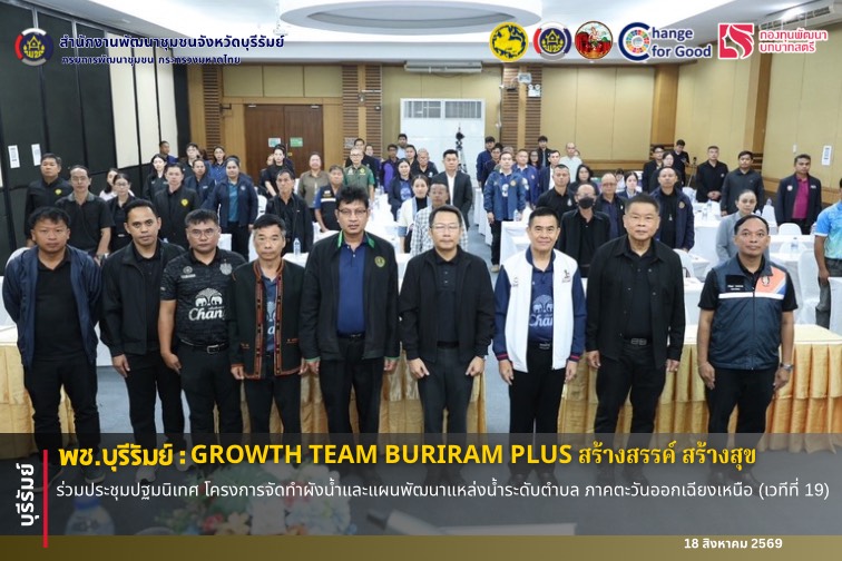 🔆พช.บุรีรัมย์🔆 GROWTH TEAM BURIRAM PLUS สร้างสรรค์ สร้างสุข : ร่วมประชุมปฐมนิเทศ โครงการจัดทำผังน้ำและแผนพัฒนาแหล่งน้ำระดับตำบล ภาคตะวันออกเฉียงเหนือ (เวทีที่ 19)