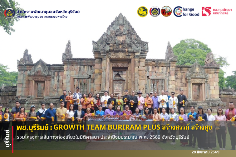 🔆พช.บุรีรัมย์🔆 GROWTH TEAM BURIRAM PLUS สร้างสรรค์ สร้างสุข : ร่วมโครงการเส้นทางท่องเที่ยวในมิติศาสนา ประจำปีงบประมาณ พ.ศ. 2569 จังหวัดบุรีรัมย์