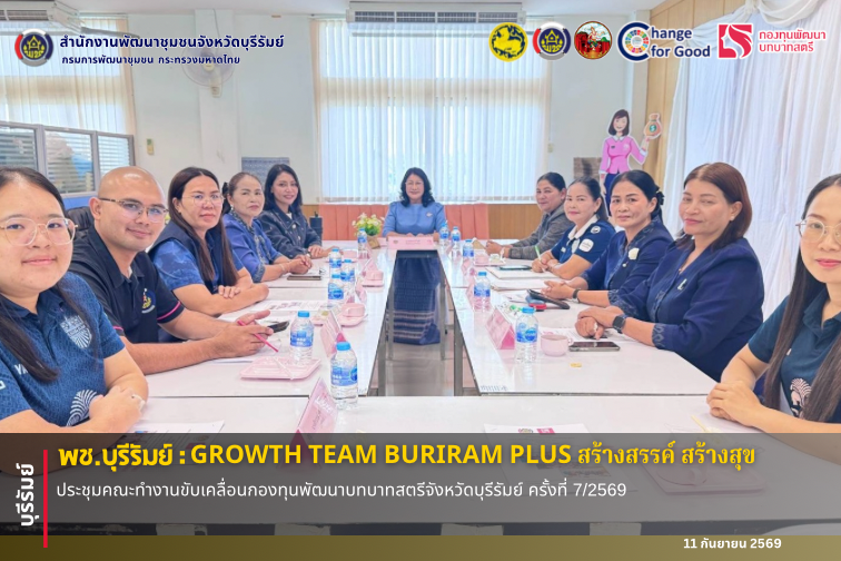 🔆พช.บุรีรัมย์🔆 GROWTH TEAM BURIRAM PLUS สร้างสรรค์ สร้างสุข : ประชุมคณะทำงานขับเคลื่อนกองทุนพัฒนาบทบาทสตรีจังหวัดบุรีรัมย์ ครั้งที่ 7/2569