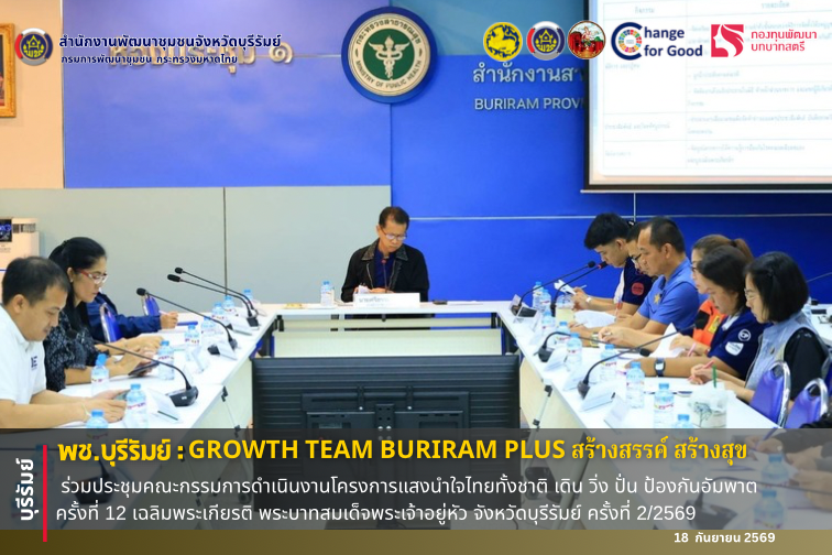 🔆พช.บุรีรัมย์🔆 GROWTH TEAM BURIRAM PLUS สร้างสรรค์ สร้างสุข : ร่วมประชุมคณะกรรมการดำเนินงานโครงการแสงนำใจไทยทั้งชาติ เดิน วิ่ง ปั่น ป้องกันอัมพาต ครั้งที่ 12 เฉลิมพระเกียรติ พระบาทสมเด็จพระเจ้าอยู่หัว จังหวัดบุรีรัมย์ ครั้งที่ 2/2569