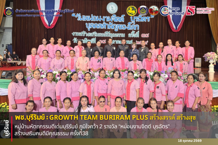 🔆พช.บุรีรัมย์🔆 GROWTH TEAM BURIRAM PLUS สร้างสรรค์ สร้างสุข : หมู่บ้านหัตถกรรมดีเด่นบุรีรัมย์ ภูมิใจคว้า 2 รางวัล “หม่อมงามจิตต์ บุรฉัตร” สร้างเสริมคนดีมีคุณธรรม ครั้งที่38 