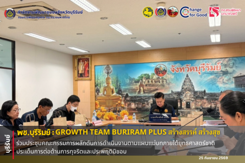 🔆พช.บุรีรัมย์🔆 GROWTH TEAM BURIRAM PLUS สร้างสรรค์ สร้างสุข : ร่วมประชุมคณะกรรมการผลักดันการดำเนินงานตามแผนแม่บทภายใต้ยุทธศาสตร์ชาติ ประเด็นการต่อต้านการทุจริตและประพฤติมิชอบ