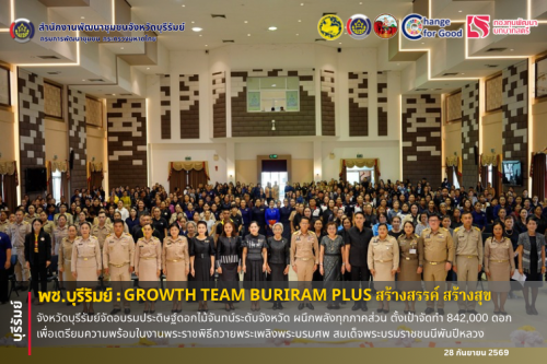 🔆พช.บุรีรัมย์🔆 GROWTH TEAM BURIRAM PLUS สร้างสรรค์ สร้างสุข : จังหวัดบุรีรัมย์จัดอบรมประดิษฐ์ดอกไม้จันทน์ระดับจังหวัด ผนึกพลังทุกภาคส่วน ตั้งเป้าจัดทำ 842,000 ดอก เพื่อเตรียมความพร้อมในงานพระราชพิธีถวายพระเพลิงพระบรมศพ สมเด็จพระบรมราชชนนีพันปีหลวง