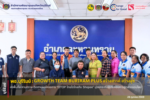 🔆พช.บุรีรัมย์🔆 GROWTH TEAM BURIRAM PLUS สร้างสรรค์ สร้างสุข : ลงพื้นที่ละหานทราย ติดตามผลโครงการ “OTOP ไทยโตไกลกับ Shopee” มุ่งยกระดับผู้ประกอบการสู่ตลาดออนไลน์
